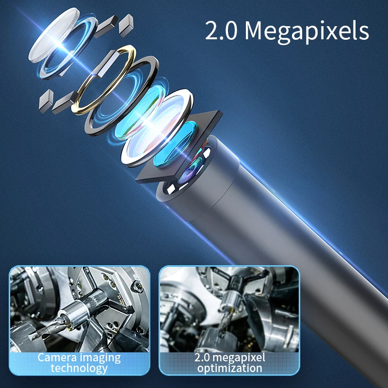 Usb endoscópio câmera 2mp compatível com android ios fio rígido pipeline airconditional inspeção dispositivo de borescope