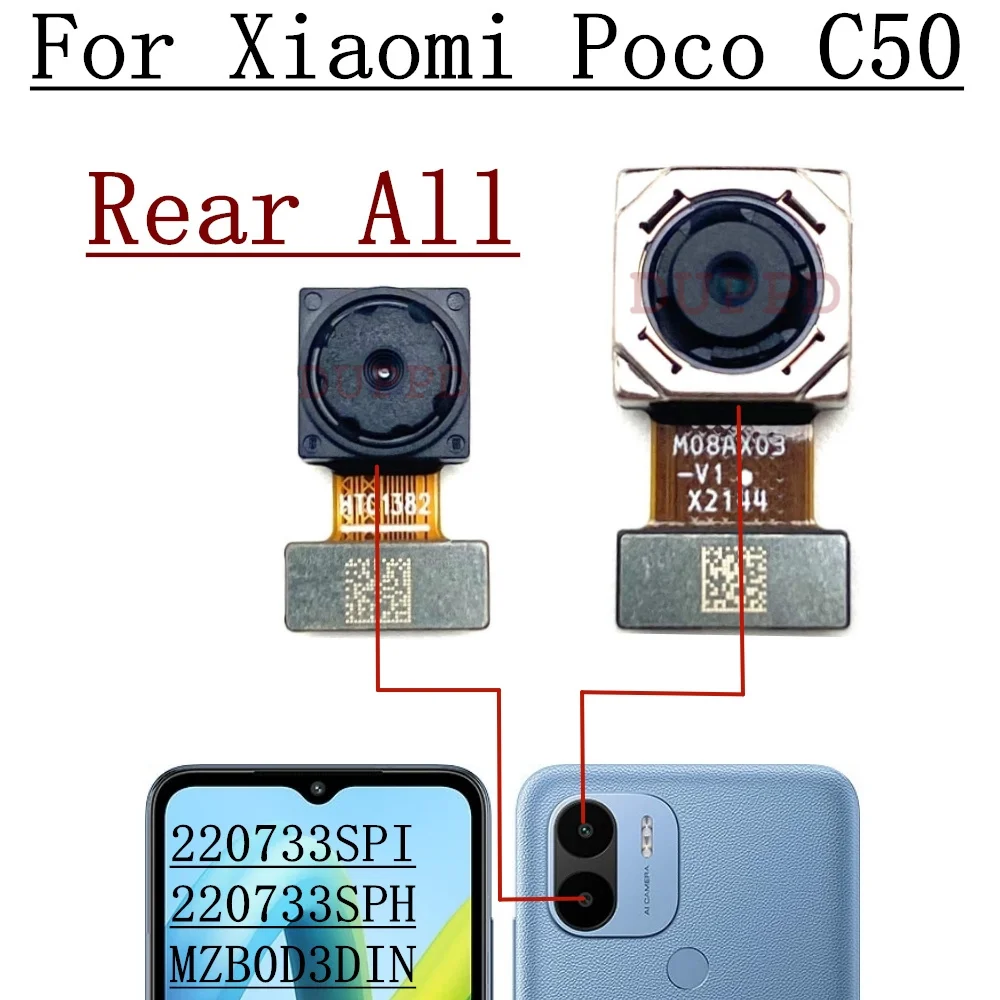 

Модуль передней и задней камеры для Xiaomi Poco C50 PocoC50, фронтальная селфи, широкая основная задняя камера, гибкий кабель, запасные части