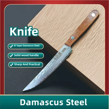 67 طبقة مزورة دمشق الصلب شريحة لحم مجموعة شفرة حادة تقشير الفاكهة سكين السلس الصلبة الخشب مقبض قطعة سكين 2/4/6 قطعة مجموعة