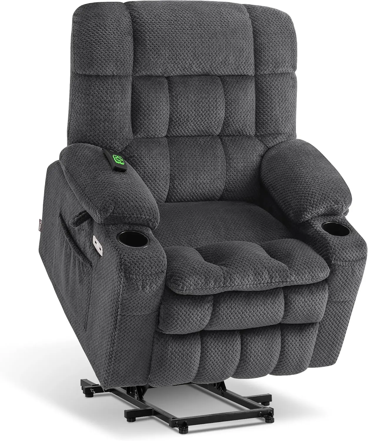 Small Dual Motor Power Lift Recliner Chair Sofa with Massage and Heat for Elderly People Petite Small-Regular Dark Gray