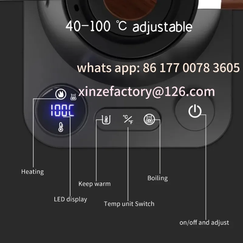 Customizable Electric Gooseneck Kettle 900ML Hand Brew Coffee Pot Smart Teapot Temperature Control Pot Rapid Heating Kettle