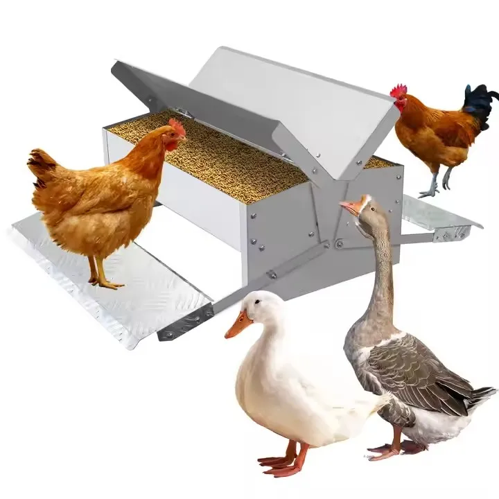 

For Stainless Steel Double-sided Pedal Chicken Duck Feeding Trough Large Capacity Chicken Feeder Poultry Food Tank