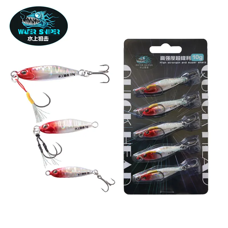 5Pcs JIG Fishing Lure 3g 5g 7g 10g Saltwater Jigging Spoon Sinking Baits With Assist Hooks Carp Fishing Tackle