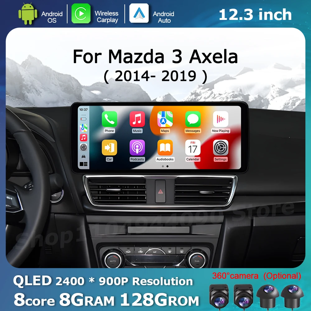 

Wireless Carplay for Mazda 3 Axela 2014 - 2019 Android OS Car HD Display Screen Multimedia Radio Player DSP Stereo GPS Navi BT