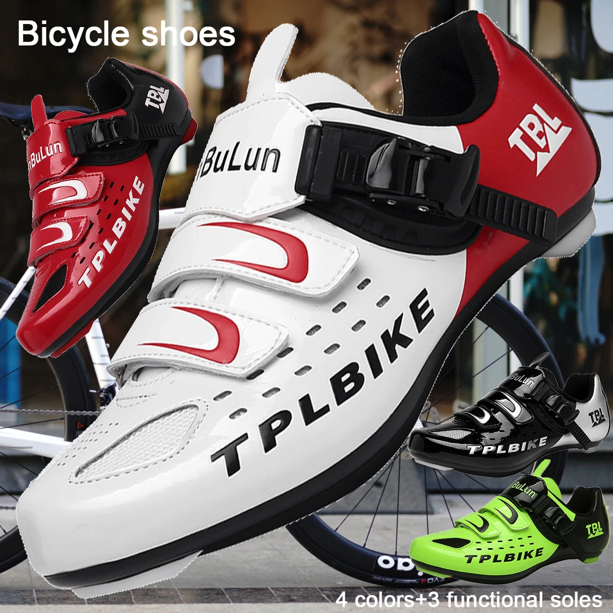 New Men's and Women's Bicycle Shoes,Outdoor Cycling Shoes,Three Functional Soles,Professional Training Shoes