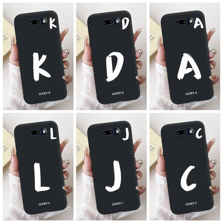 Para LG V50S ThinQ / V50 ThinQ 5G funda de teléfono con letra inicial de la suerte para LG V50 V50S ThinQ fundas blandas de silicona negra parachoques