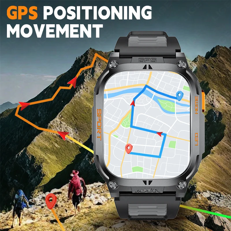 

LIGE GPS Sports Smartwatch Motion Recognition 100+Sport Mode Tracking Bluetooth Calling Smart Watch LED Flashlight Smartwatches