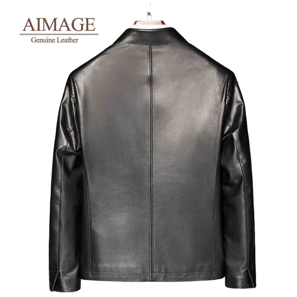 кожаная куртка мужская Men leather jacket XS-6XL Men's Sheepskin leather Soft Business Jacket куртка мужская кожа 100%