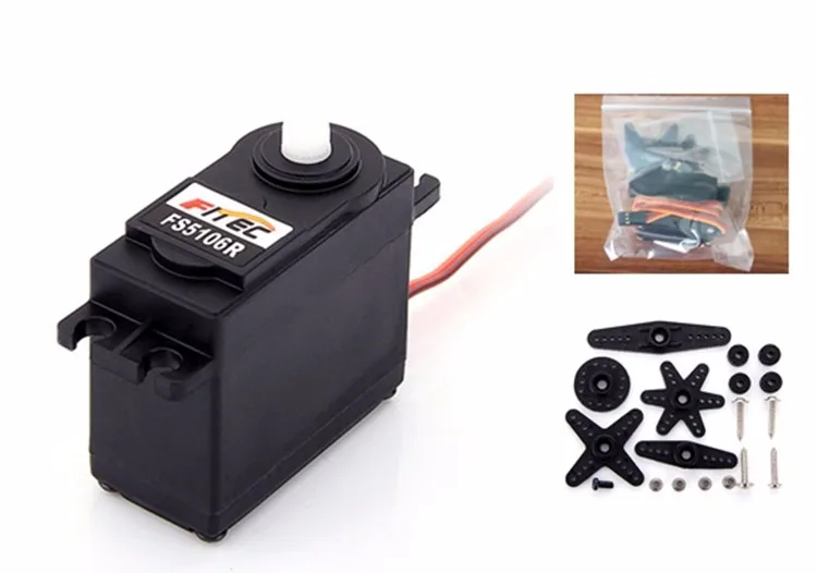 Serwo Feetech 6kg Moment Obrotowy 360 Stopni Ciągłe Obroty PWM Standardowe Analogowe Plastikowe Koła Zębate 2BB Serwo FS5106R do Samodzielnego Montażu Robotów i Projektowania