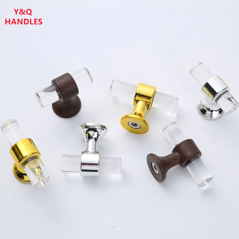 Handles Drawer Cabinet Furniture Kitchen Handles for Cabinet Knob Door Drawer Furniture Kitchen Golden Transparent Crystal