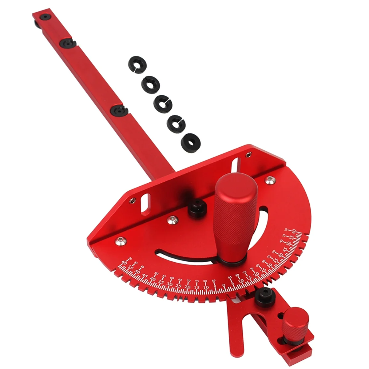 Miter Gauge Aluminum Alloy Handle Benche Table Saw Router Miter Gauge Sawing Assembly Ruler Woodworking Tools-Red