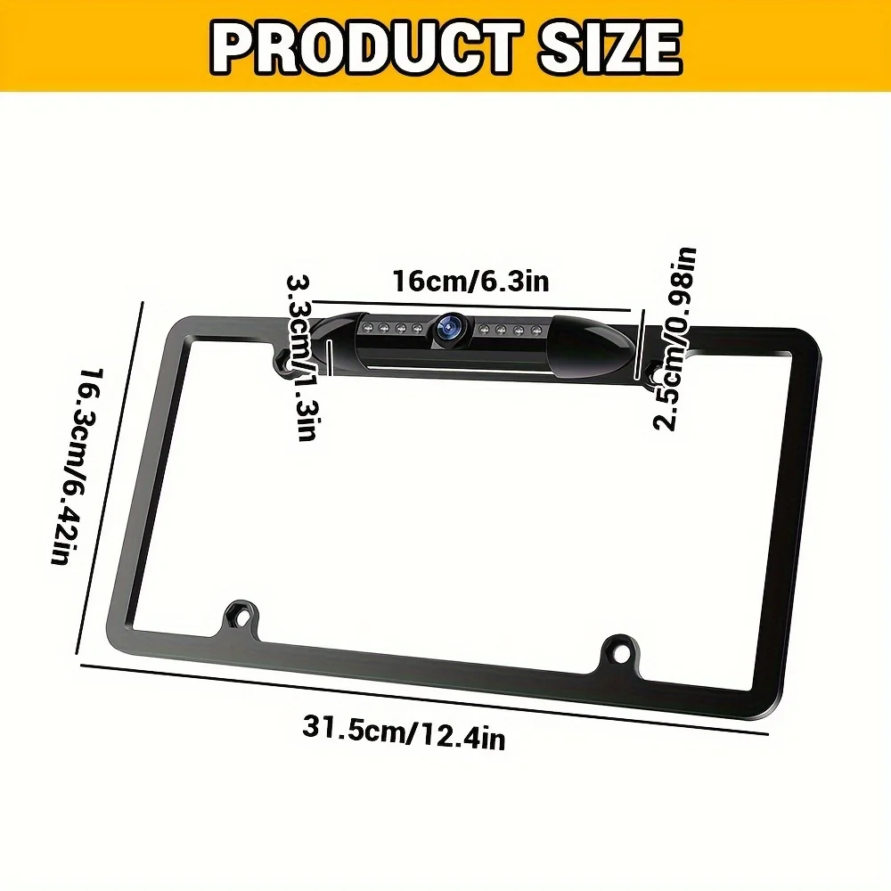 US License Plate Metal Frame Rear View Backup Camera CMOS HD  LED Night Vision