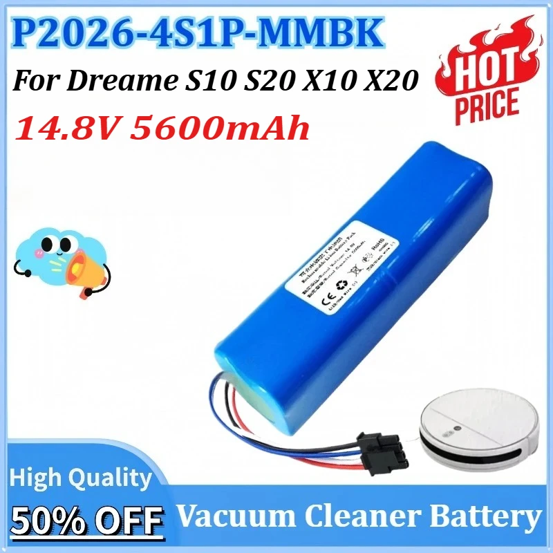 

Newly upgraded 14.8V 5600mAh P2026-4S1P-MMBK Replacement Vacuum Mop Battery for Xiaomi for Dreame S10 S20 X10 X20