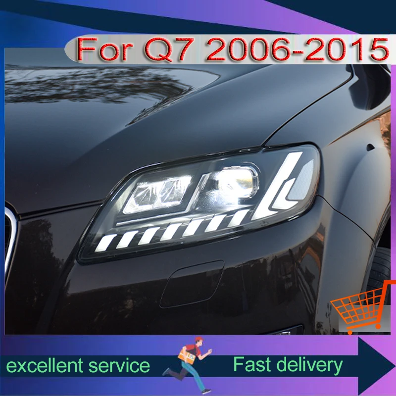 

Car Front Lamp Suitable For Audi Q7 Headlight Assembly 2006-2015 Modified New Laser LED Racing Horse Dynamic Turn Signal Light