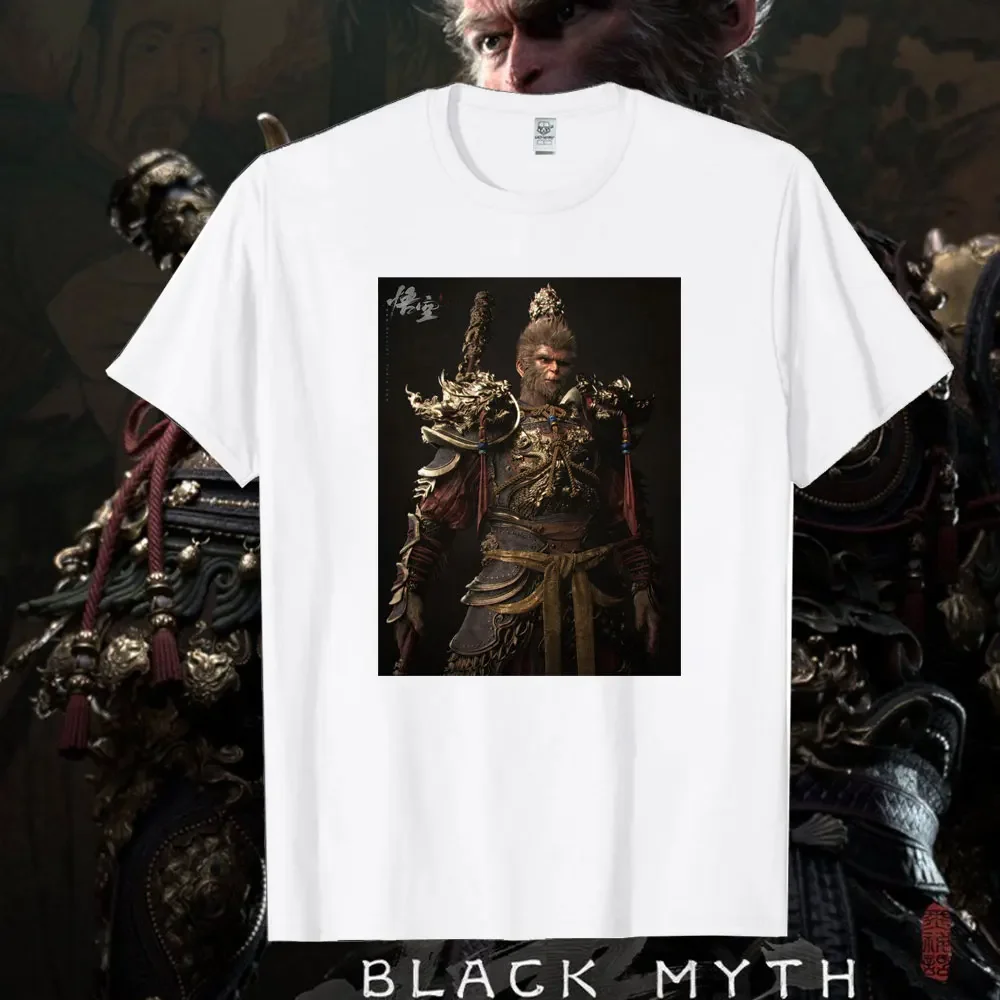 Black Myth Wukong Essential High Quality Men Cotton TShirt Chinese Mythology Game 6 Eared Macaque Men's Print Comfort Street Tee