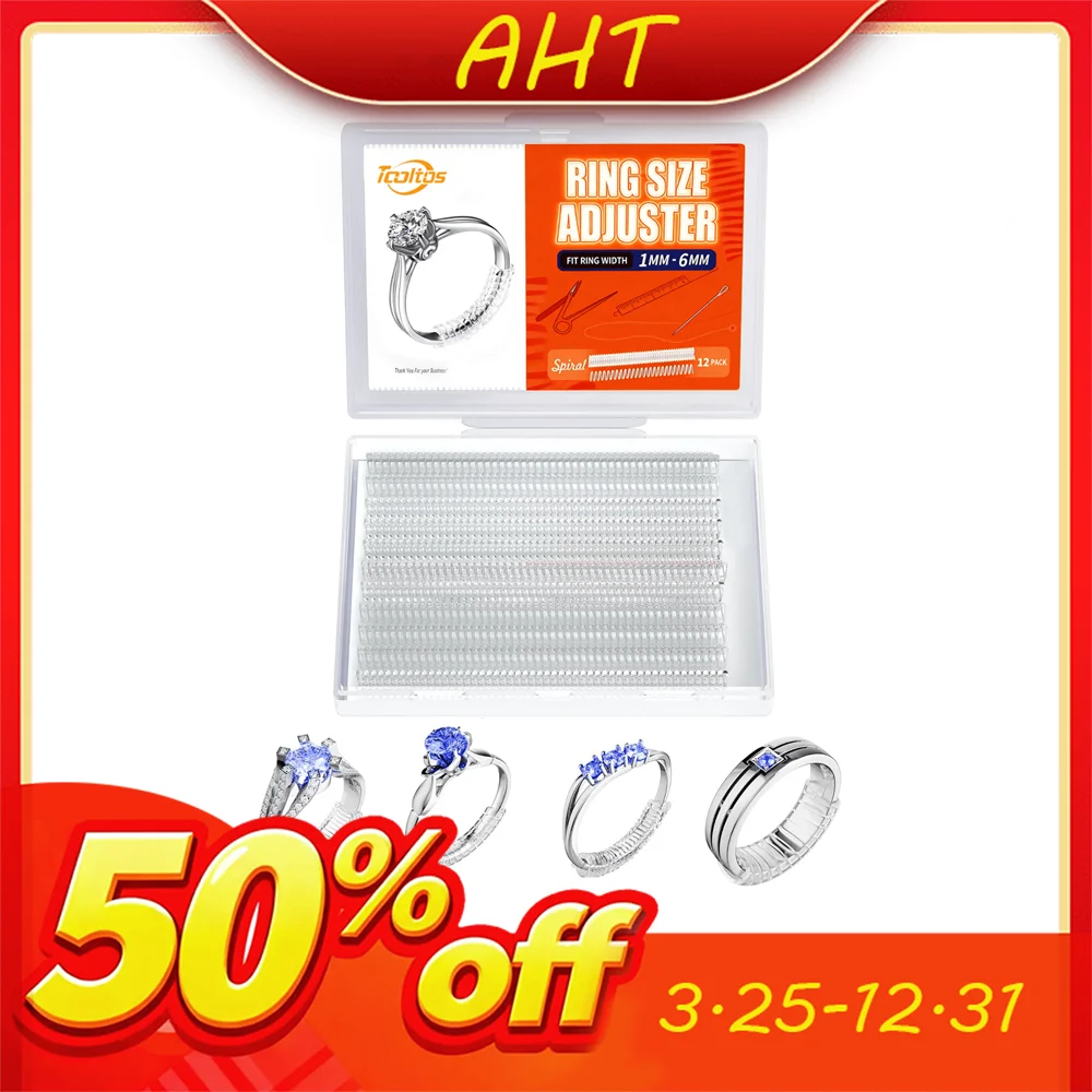 13Pcs Spiral Ring Size Adjuster Clear Silicone Ring Tightener Resizer Loose Rings 1mm-6mm Comfort Fit Jewelry Tool for Women Men