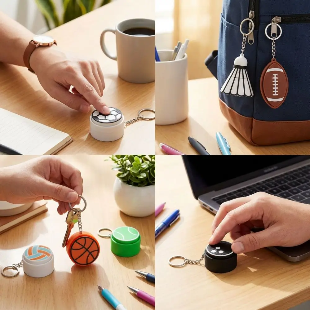 3D Printed Sports Balls Clicker Key Chain Cartoon Basketball Baseball Sensory Clicker Football Tennis Sport Theme Funny Fidget