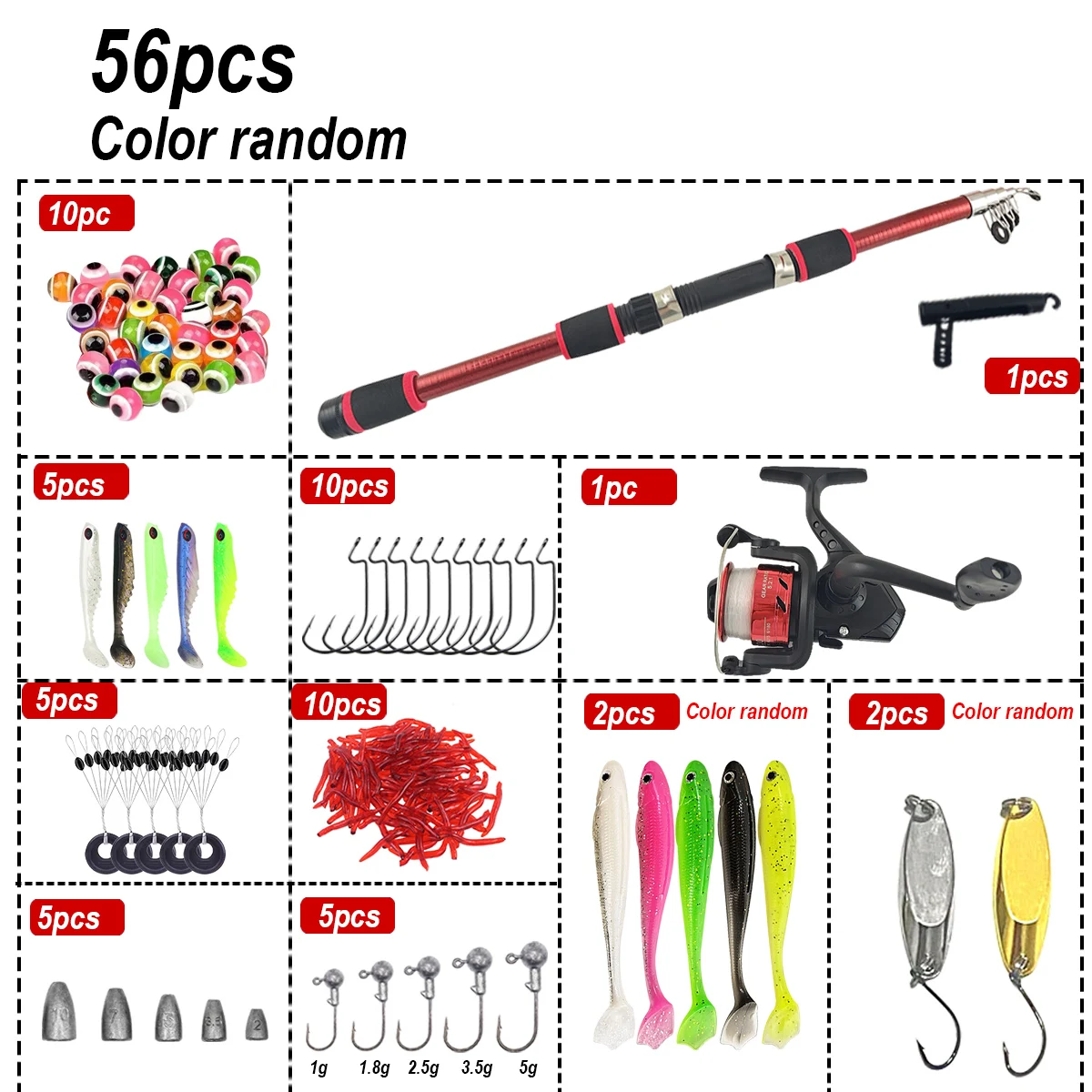 Fishing Lure Set 55/56 pcs Com - Fishing Equipment Online recensione e prezzo