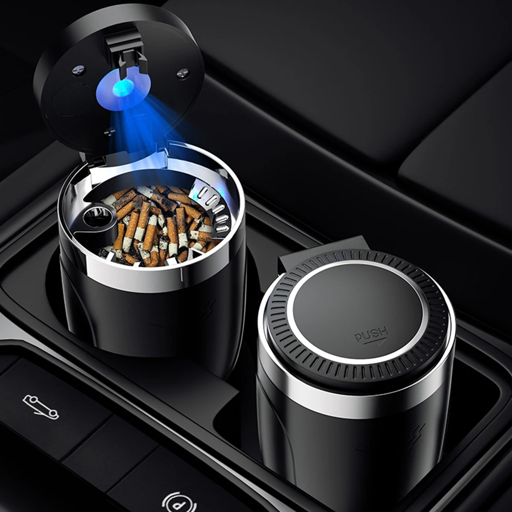 Plastic Car Ashtrays Bucket With Lid/LED For Smokers Auto Self Extinguishing Ash-Tray For Most Car Type