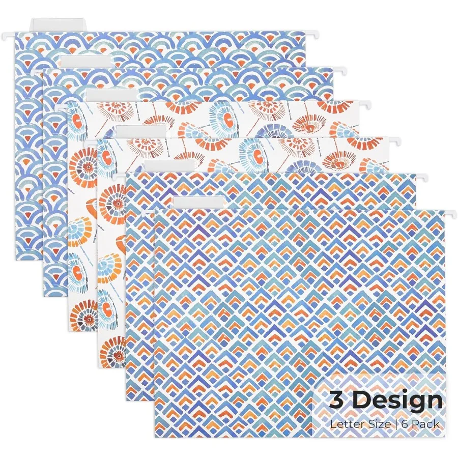 6 Pack Decorative Hanging File Folders Letter Size Marble Cute Hanging Folder Pretty File Folder Organizer for Filing Cabinet O