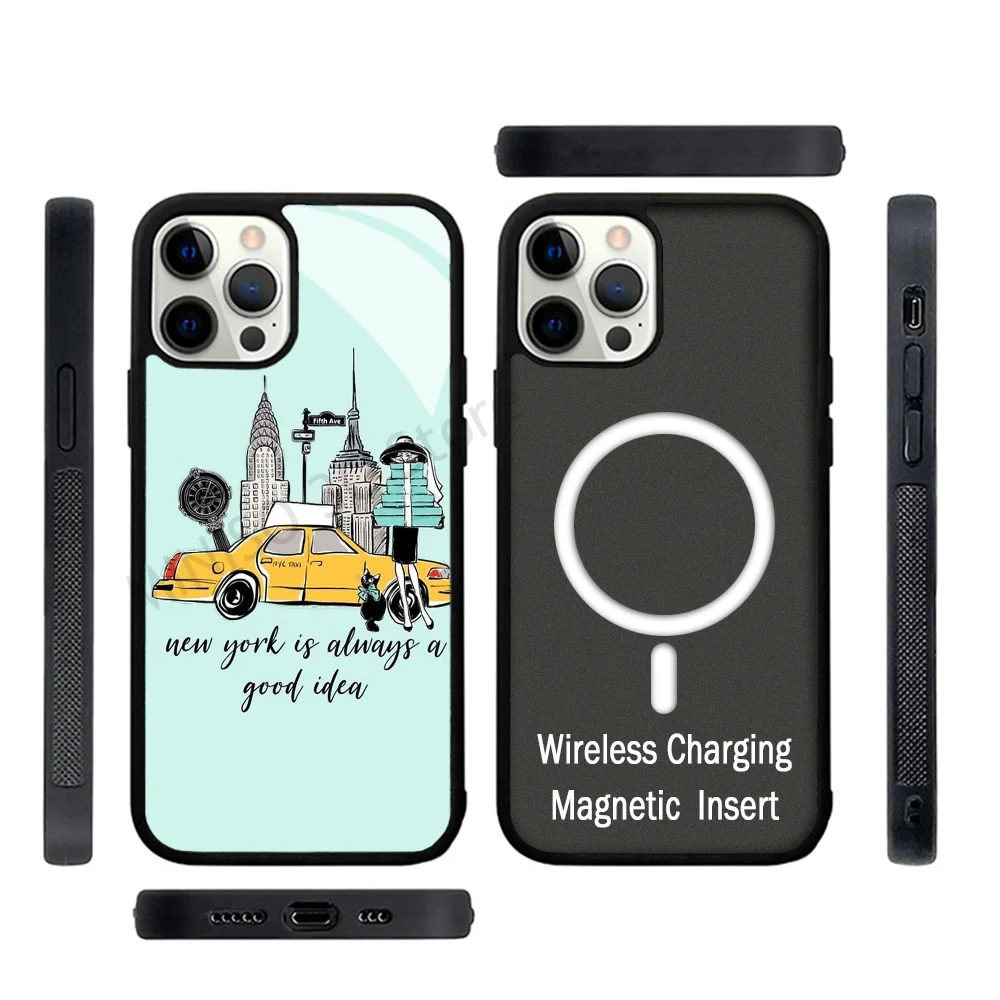 New York Girl Phone Case Strong Magnetic For IPhone 15 14 13 Pro Max 11 12 Mini For Magsafe