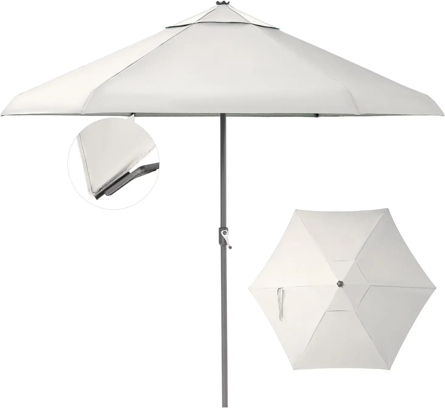 9 Ft Patio Umbrella Olefin with Patented Slot-Lock