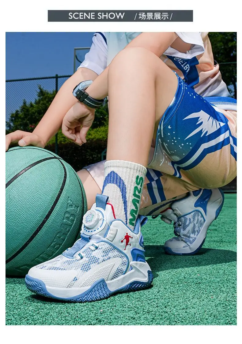 

2025 New Comfortable Breathable Kids Sneakers Double Mesh Kids Fashion Basketball Shoes and Sneakers