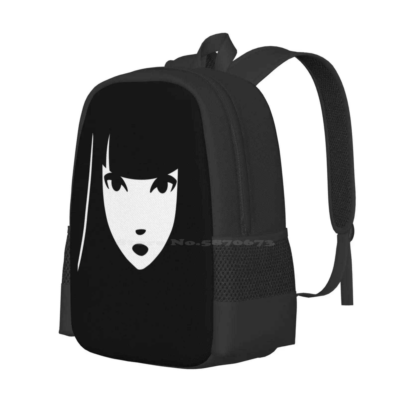 Emily The Strange : Emily'S Face Pattern Design Laptop Travel School Bags Emily The Strange Gothic Black Emily And The