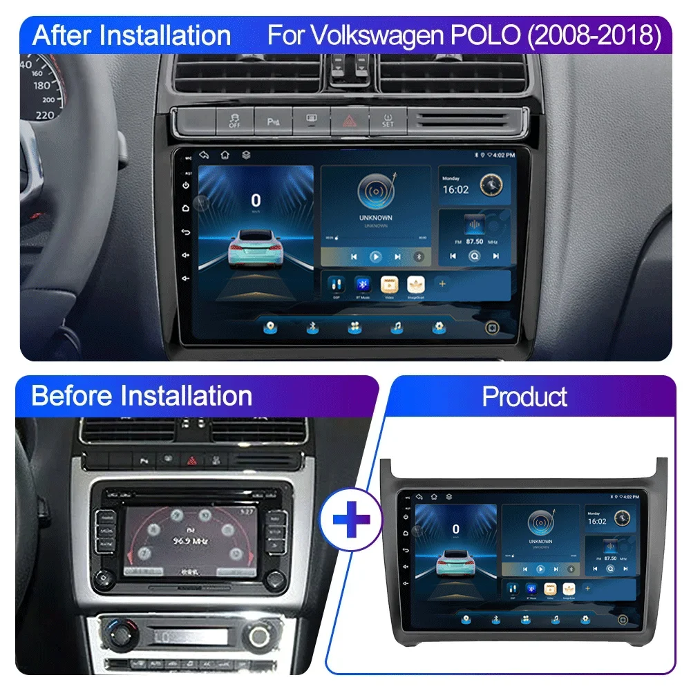 LJZNA Android 16 For Volkswagen VW polo sedan 2008-2018 Car Radio Multimedia Video Player dsp 8 Core GPS 2din dvd Carplay 4GWIFI