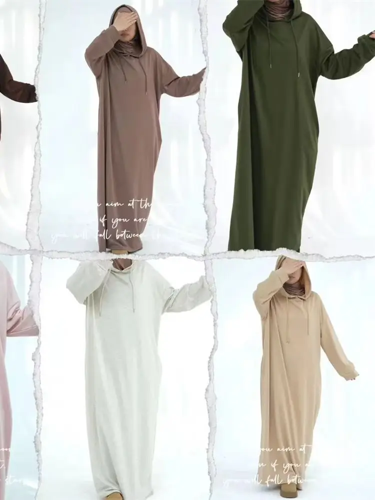 Ramadan Eid Hoodie Abaya Dubai Islam Modest Muslim Kaftan Dress Prayer Clothes African Dresses For Women Robe Femme Musulmane