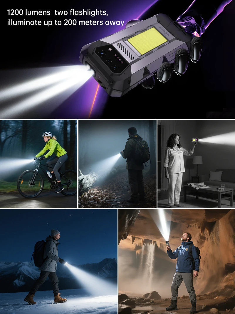 Unihertz Hike 8849 Rugged Smartphone Android 14 with 1200 Lumen 200 Meter Flashlight 23800mAh 12GB+512GB G200 CPU Dual Speaker