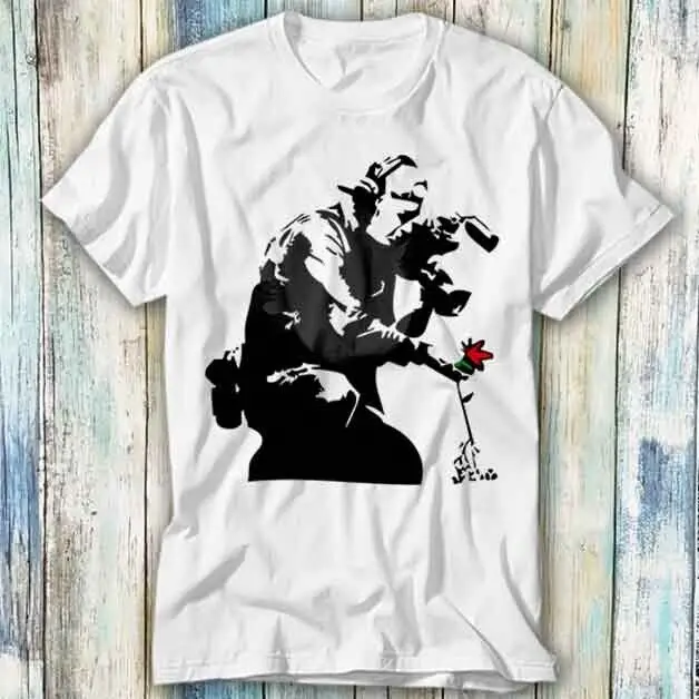 Banksy Flower Photographer T Shirt Meme Gift Top Tee Unisex