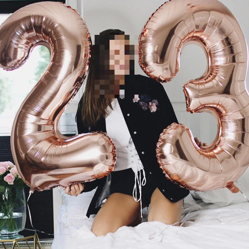 Rose Gold Number Balloons 32 Inch Foil Balloon Jungle Safari Birthday Party Decoration Supplies 0 1 2 3 4 5 6 7 8 9 Globos Ball