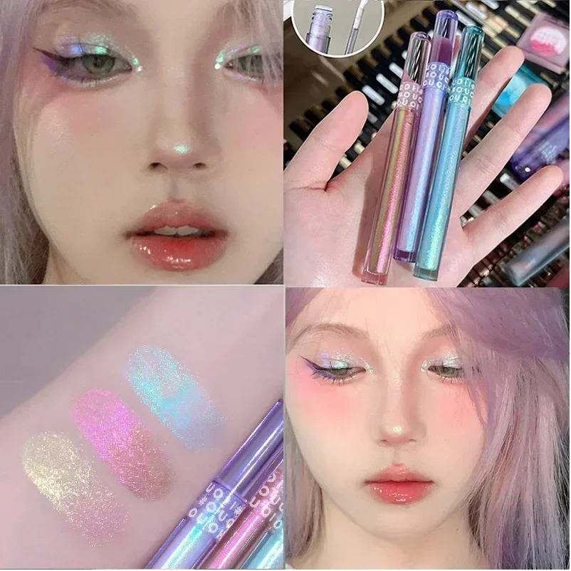 Glitter Chameleon Eye Makeup Multichrome Shimmer Eyeshadow Duochrome Stick Shine Chrome Highlighter Pen Party Luminous Cosmetics