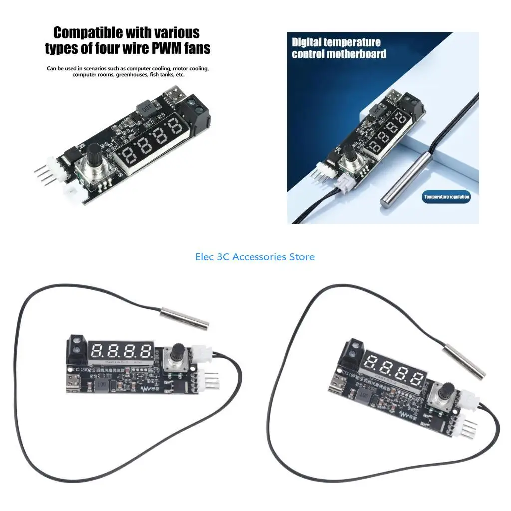 Y51A Fan Controller Module with Visible Readout, 5V or 12V Wire Input, and Knob Operation for Enclosure Cooling Projects and