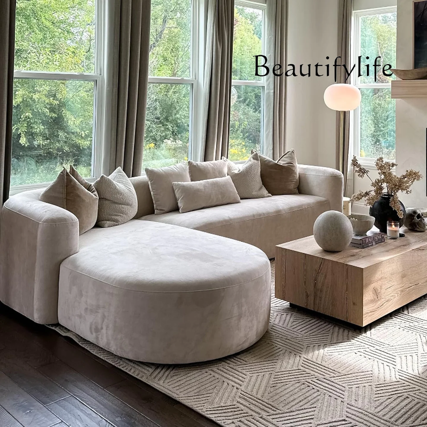 SS Modern L Shaped Velvet Sofa With Chaise Minimalist Style Comfy Sectional Sofas Couch For Living Room Apartment 3 Seater Sofa