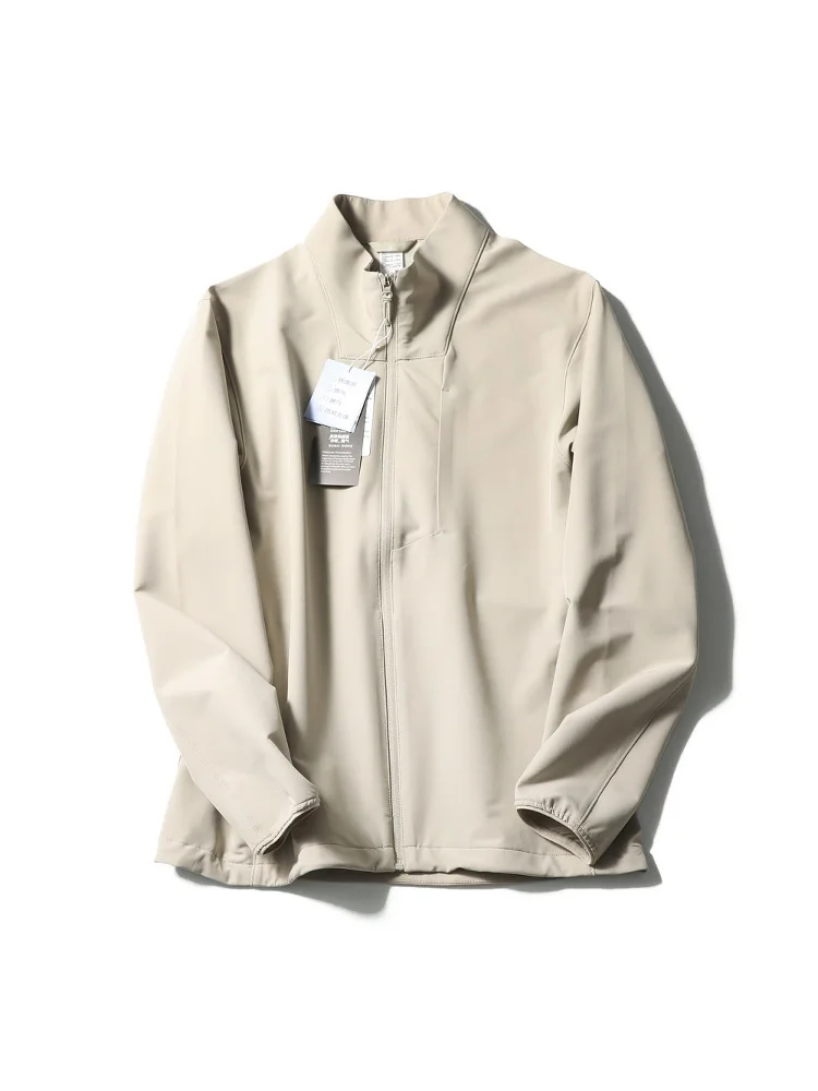 

Spring Summer Lightweight Cool Feeling Outdoor Sports Travel Tee-Resistant Stand Collar Jaet Men's Busin Casual Thin O...