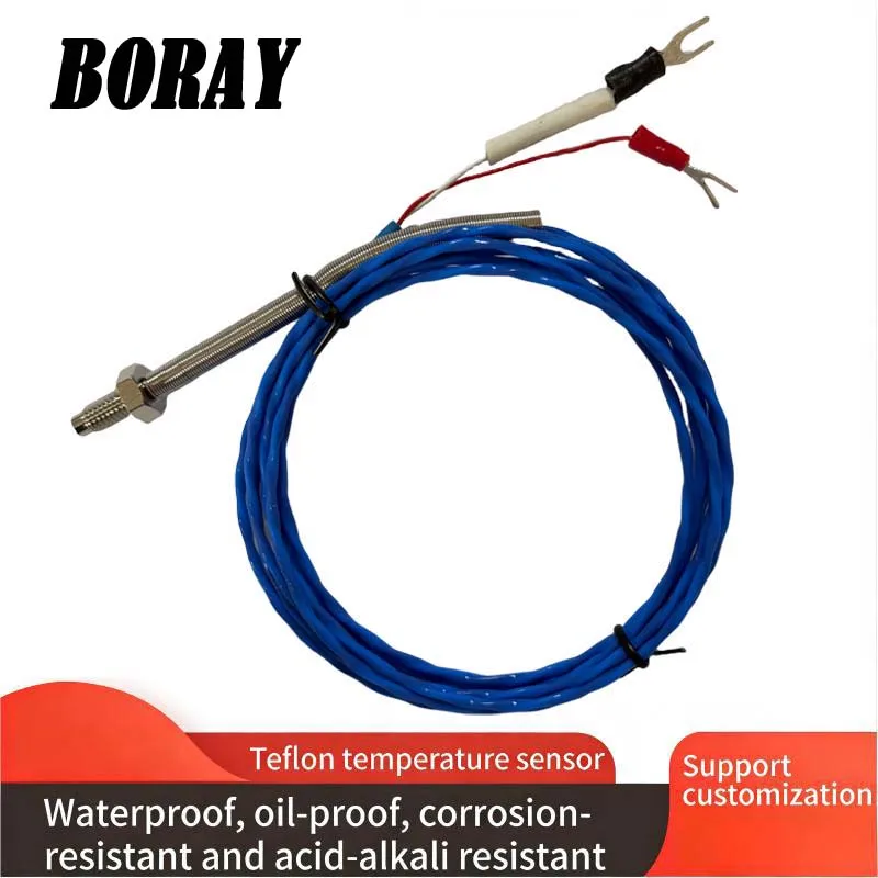 

M6 M81/2/3/4/5m Teflon Coated Screw Type K Thermocouple and PT100 Dual Sensor Probe for Corrosive Liquid Temperature Measurement