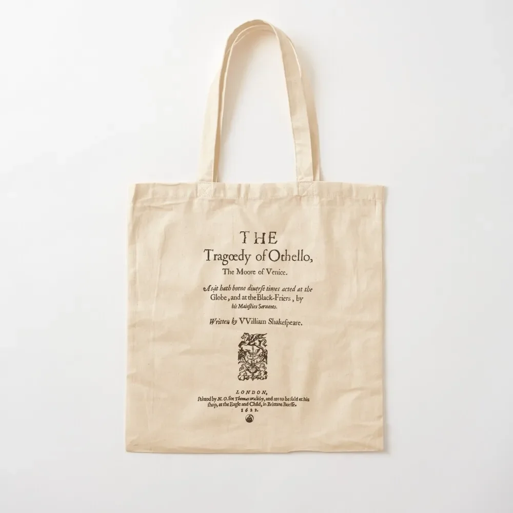 Shakespeare Othello Frontpiece - Simple Black Version Tote Bag tote bag Portable shopping bag Cloth bags tote bags men