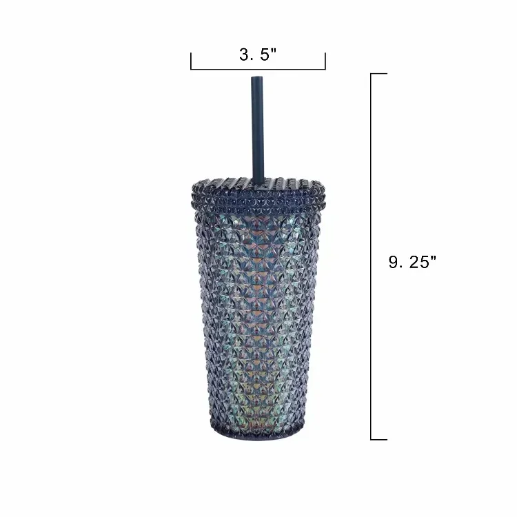 Bicchiere iridescente strutturato da 16 once, blu