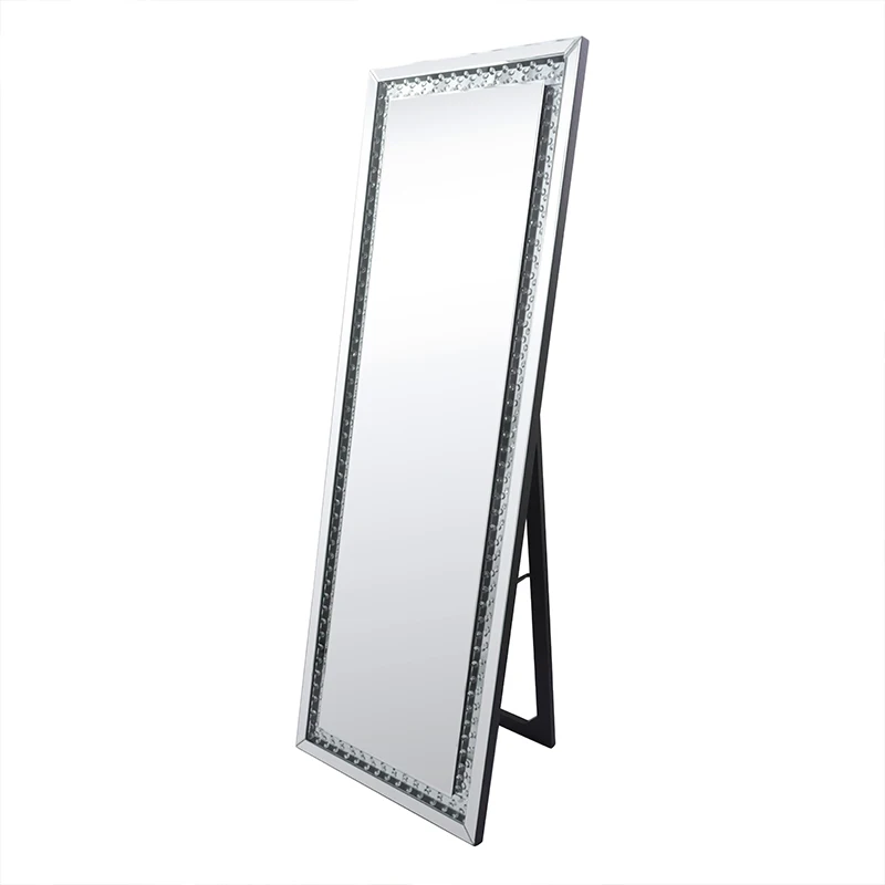 Standing Hanging or Leaning Rectangle Floor Mirror Crystal Surround Full Body Mirror Wall Mounted Dressing Mirror for Bedroom