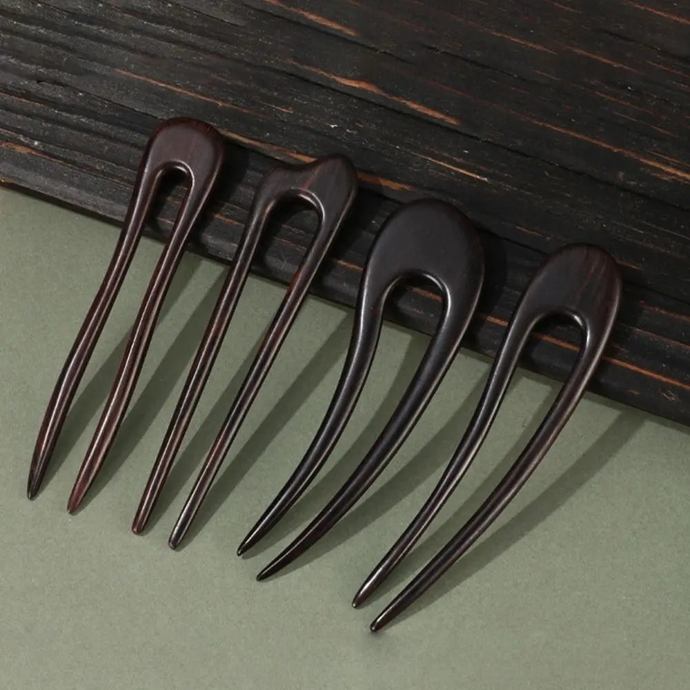 Headwear U Shaped Wooden Hair Sticks Vintage Chinese Style Hair Forks Retro Exquisite Ponytail Hair Bun Maker Hair Styling Tool