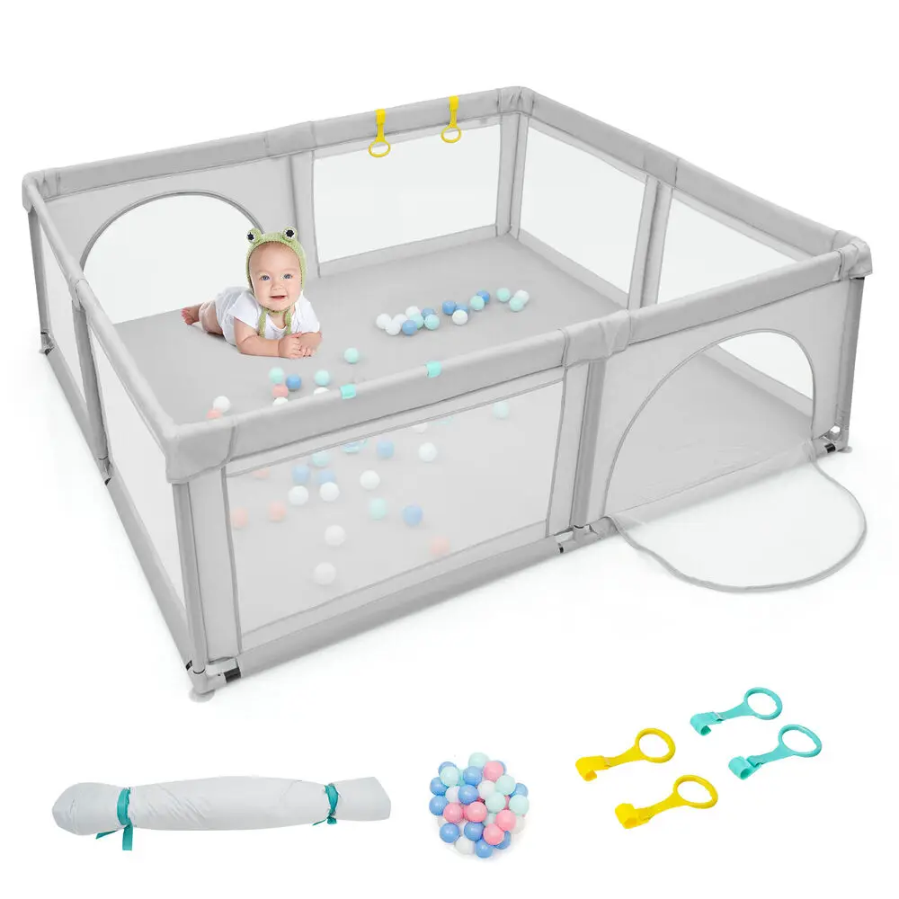 Babyjoy Extra Large Baby Playpen Safety Baby Play Yard w/50 Ocean Balls & 4 Handles