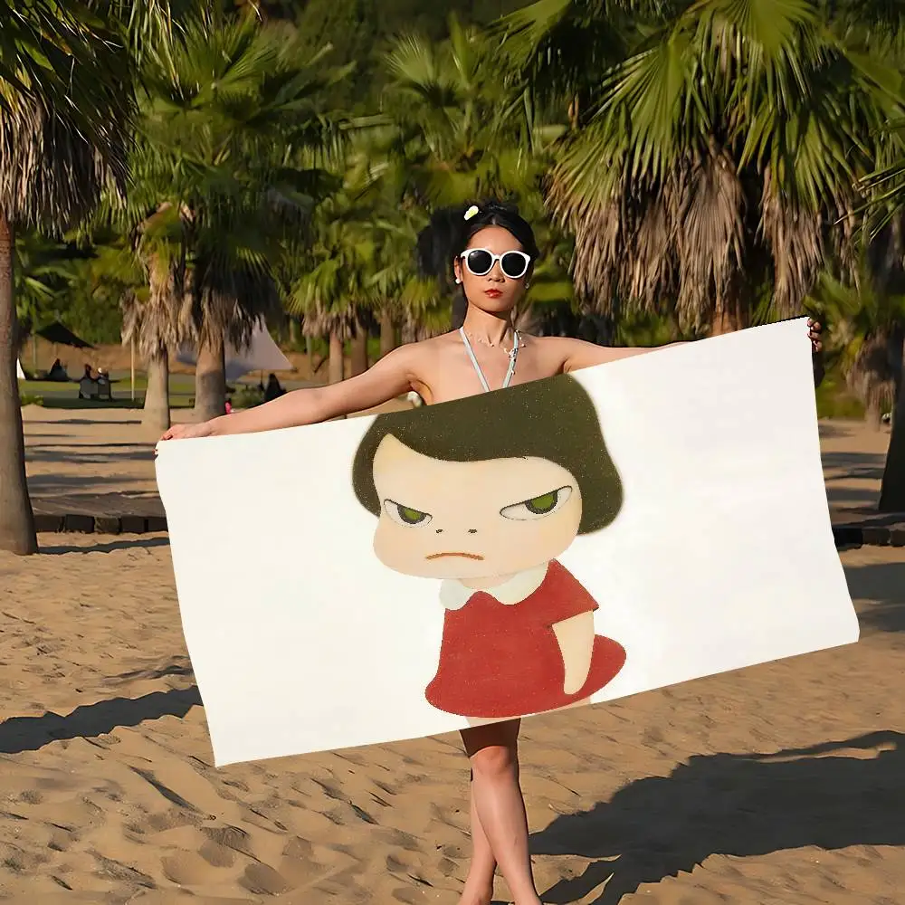 famous Artist Y-Yoshitomo Nara artwork Bath Towel Microfiber Soft Water Absorbing Breathable For Girl Kids Decorative Towel