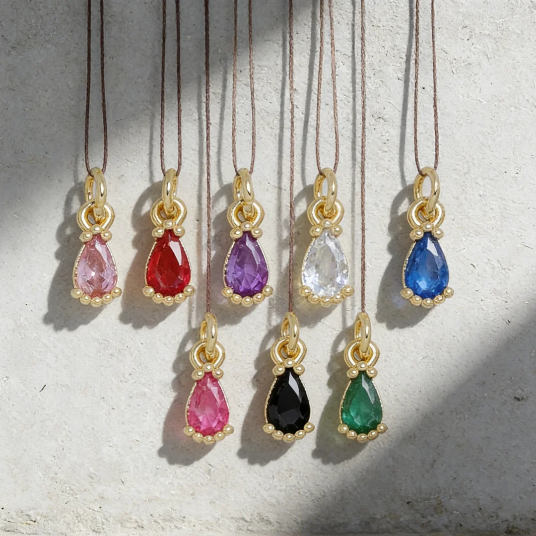 7Pcs Pendants Brass Cubic Zircon Teardrop Colorful Luxury Charms for DIY Jewelry Making Necklace Bracelet Accessories Men Women