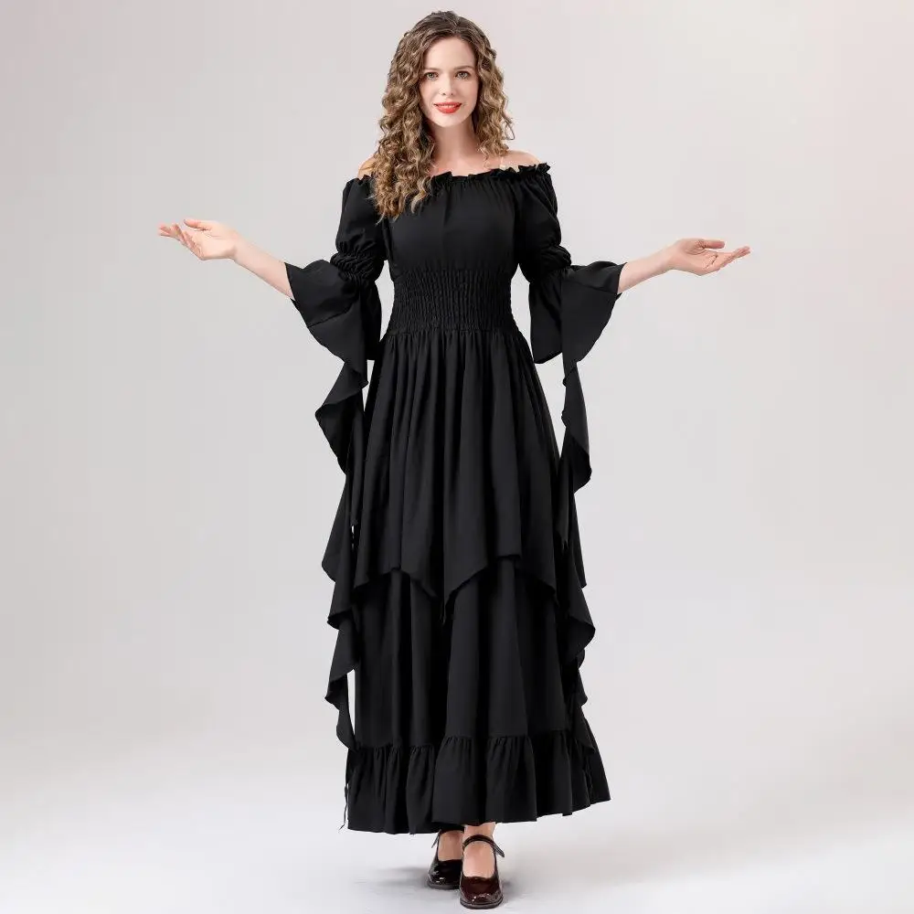 

loween Medieval Dance Dr Large Size Bell Sve Retro Court Long Skirt Women's Faion Ethnic Stage Costume Spring 2025