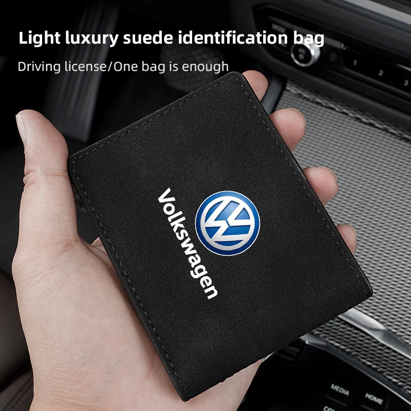 Bolsa para licencia de conducir de coche, Funda de cuero, tarjetero de identificación para VW GTI Polo Golf Passat Tiguan Arteon Touareg CC Taigo Caddy Jetta T-ROC