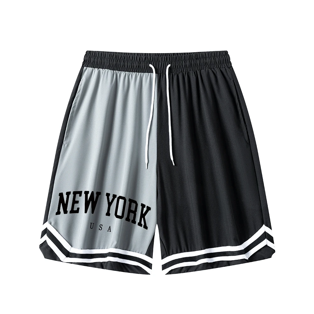 Stylish Mens NEW YORK Alphabet Print Loose Fit Sports Shorts Drawstring Waist Side Pockets Perfect for Summer Basketball