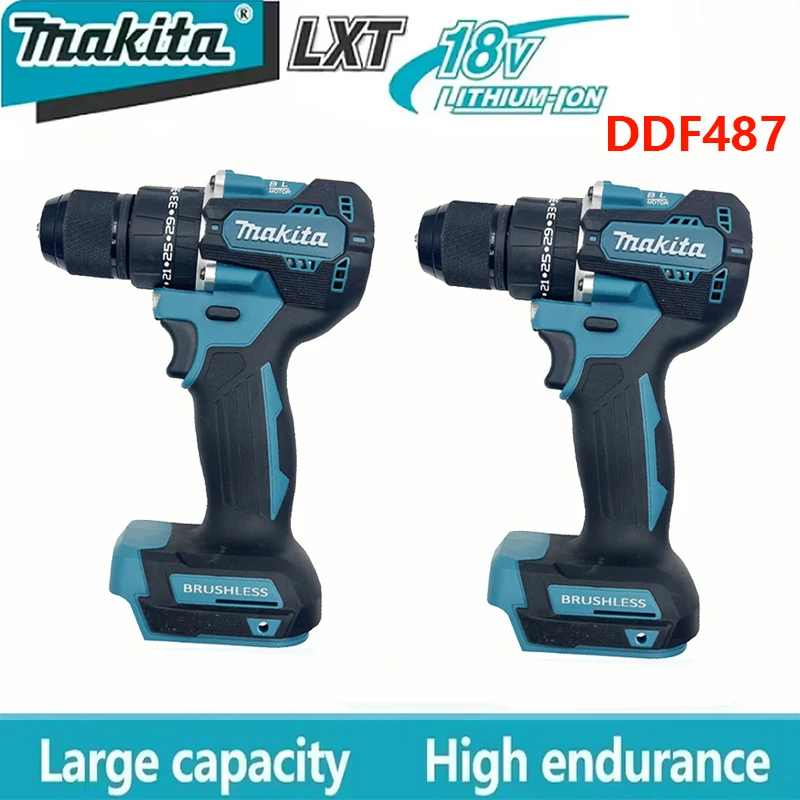Original Makita Akku DDF487 Kabelloser Bohrschrauber Bürstenloser Elektro-Schlagschrauber Wiederaufladbares Akku-Elektrowerkzeug