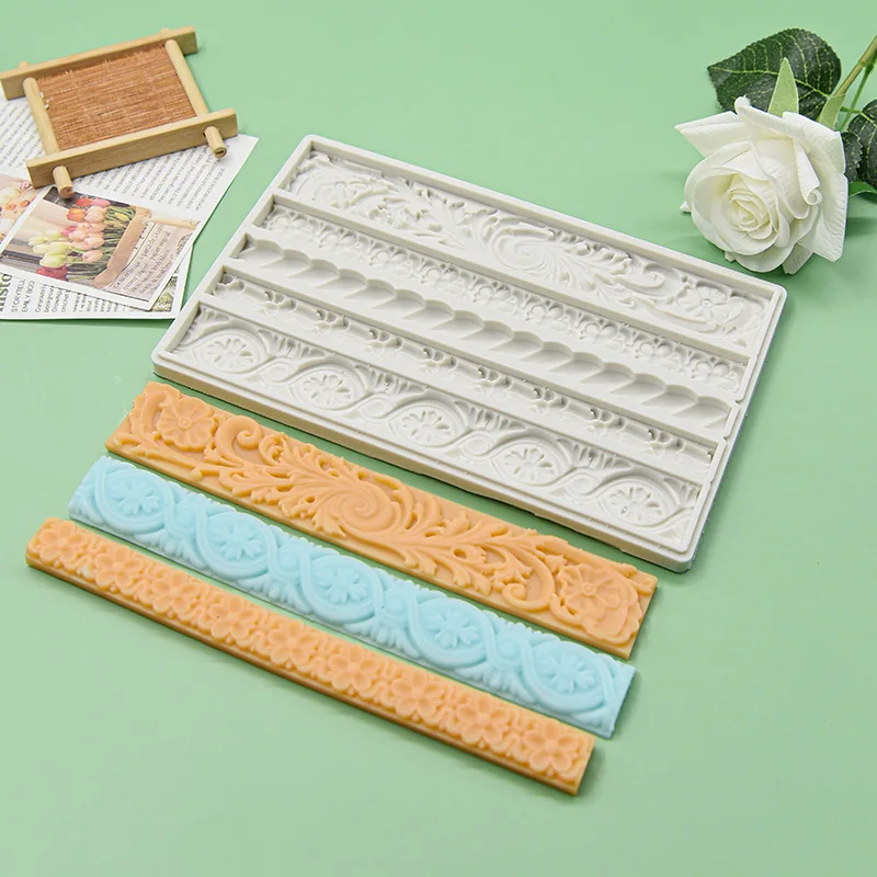 Europäische Relief Muster Perle Blume Rattan Rand Kuchen Dekoration Silikon Form DIY Schokolade Dekoration Kuchen Backen Werkzeuge